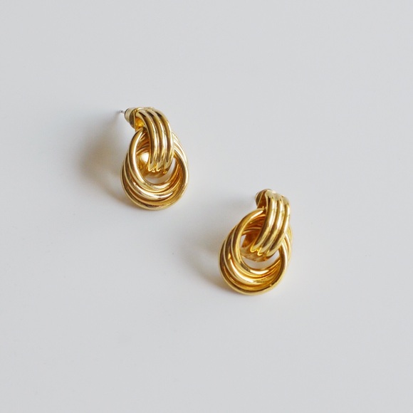 Jewelry - French Vintage Gold Plated Linked Hoop Earrings